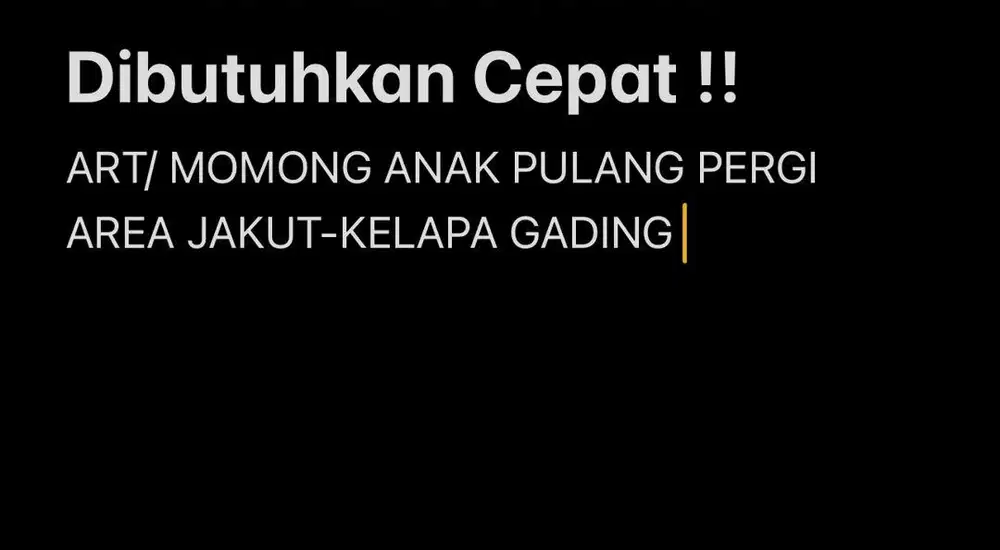 LOKER ART & Pengasuh Anak 1 tahun PULANG PERGI