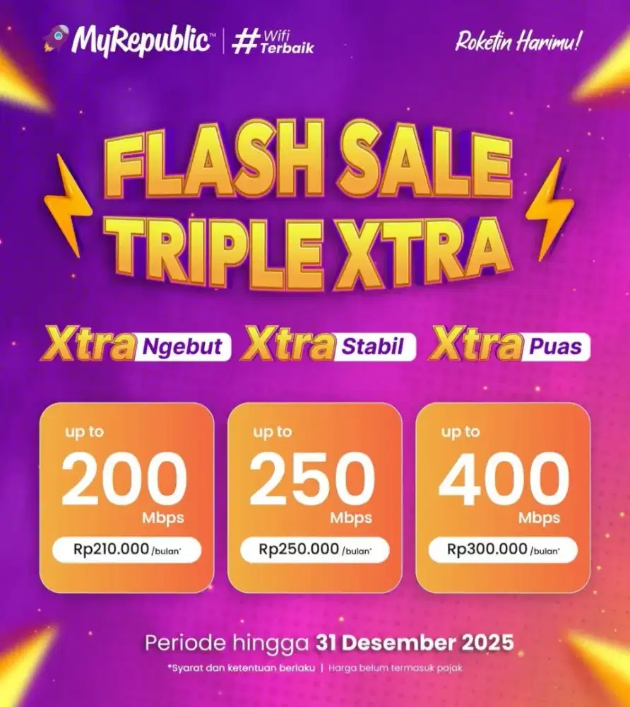 Spesial Desember !! Promo wifi MyRepublic Spektakuler !!