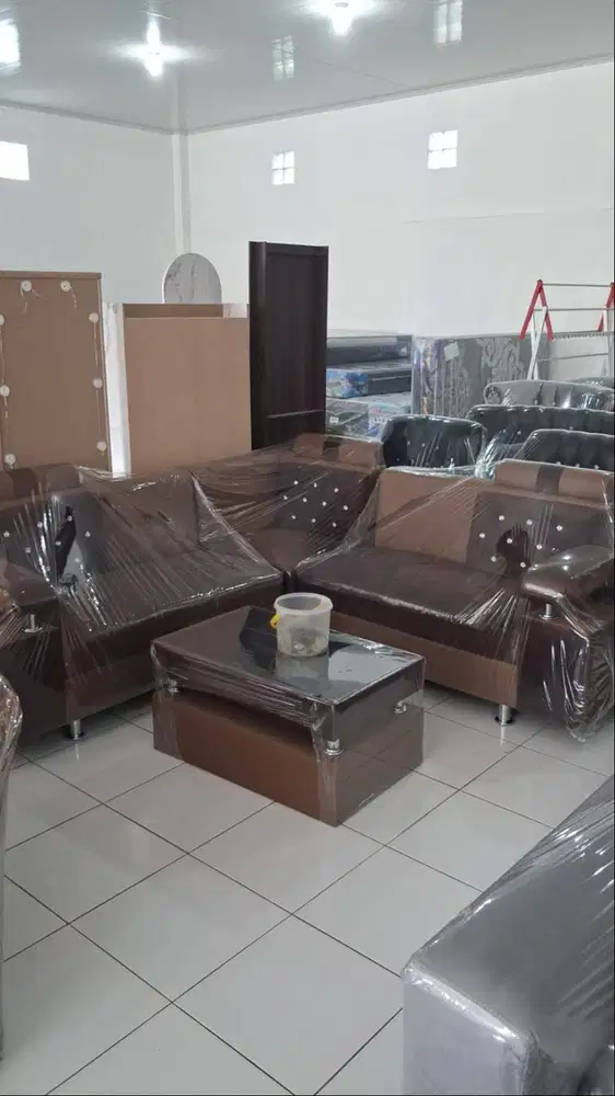 PROMO SET SOFA L MINIMALIS WARNA COKLAT SALE TERLARIS GRATIS ANTAR