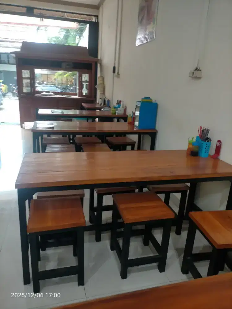 D Jual Perlengkapan Usaha Bakso Gerobak meja kursi kayu kualitas