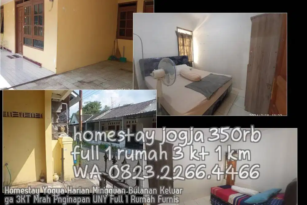 Homestay Yogya Harian Mingguan Bulanan Keluarga 3KT Mrah Pnginapan UNY