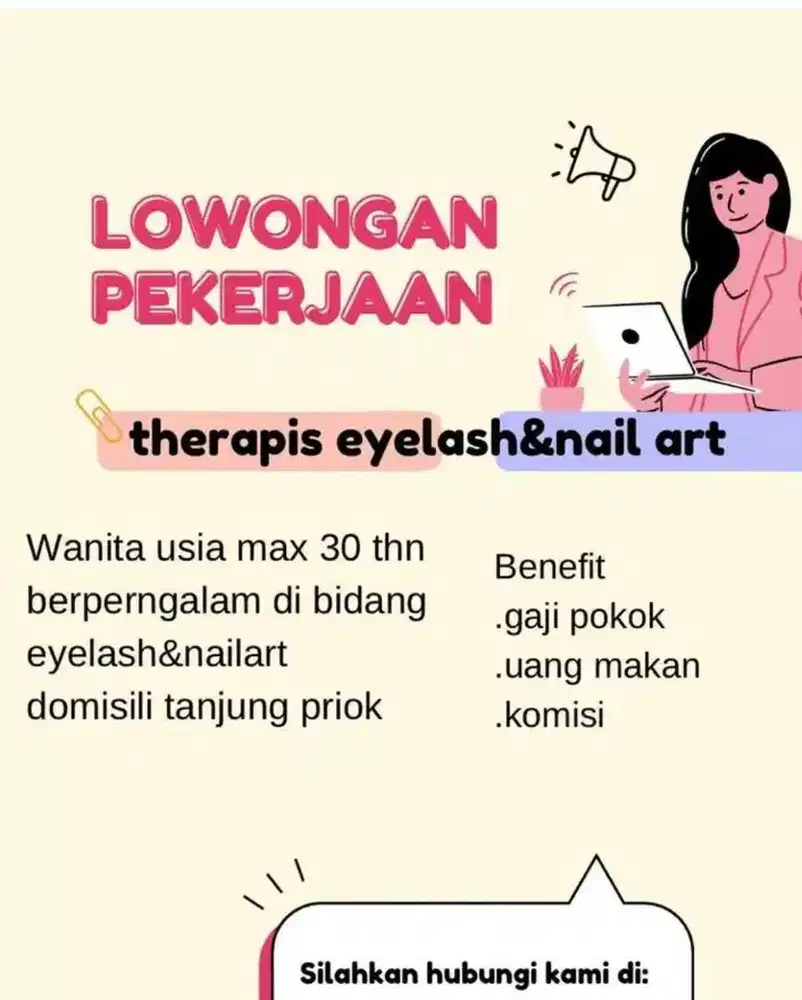 Di butuhkan terapis eyelash dan nailart