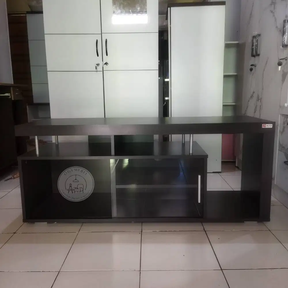 PROMO RAK TV MUAT 50INCH PUTIH MINIMALIS MERK ACTIV SALE GRATIS ANTAR