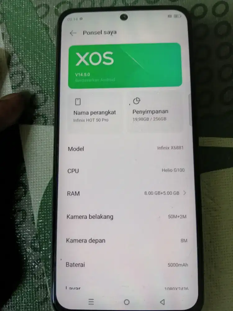 INFINIX HOT 50 PRO 8+5/256 RESMI