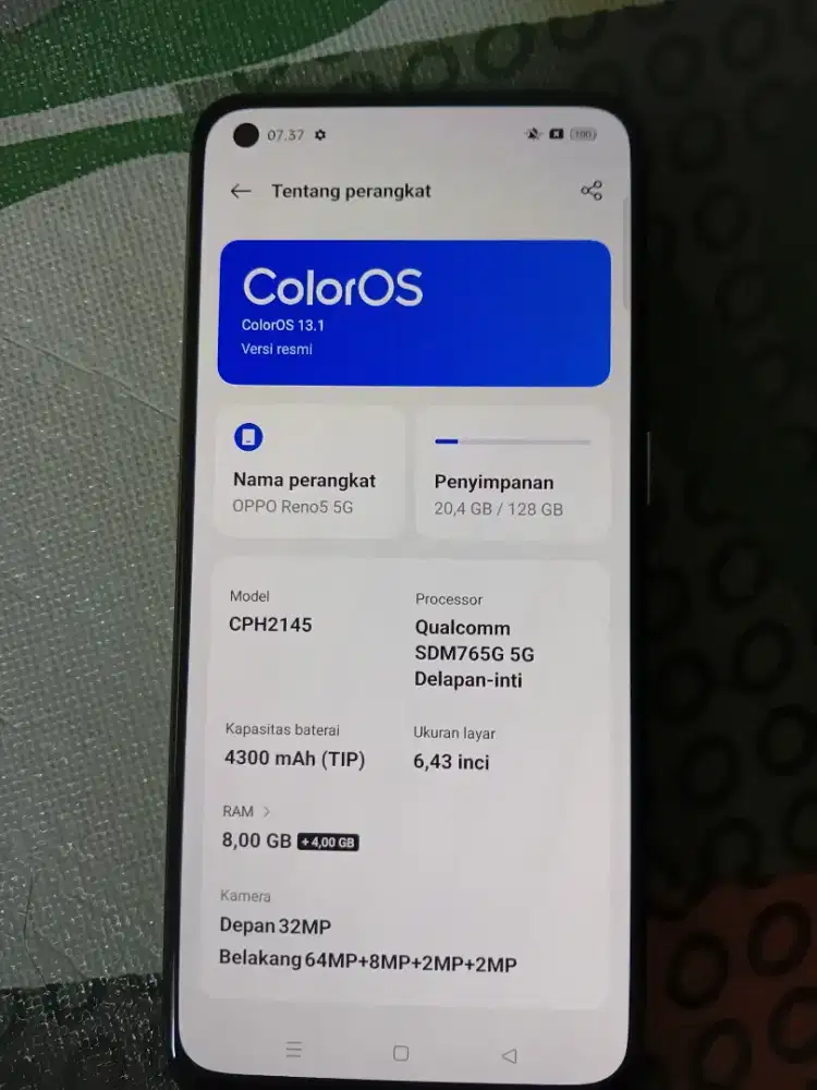 OPPO RENO 5 5G 8+4/128 RESMI