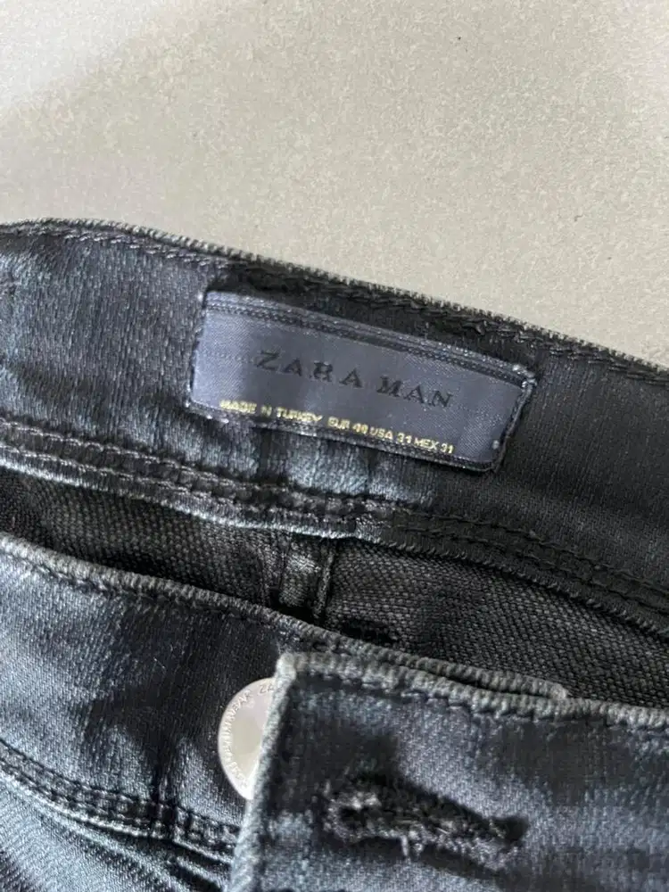 Celana panjang pria Zara Man ori black tag hitam