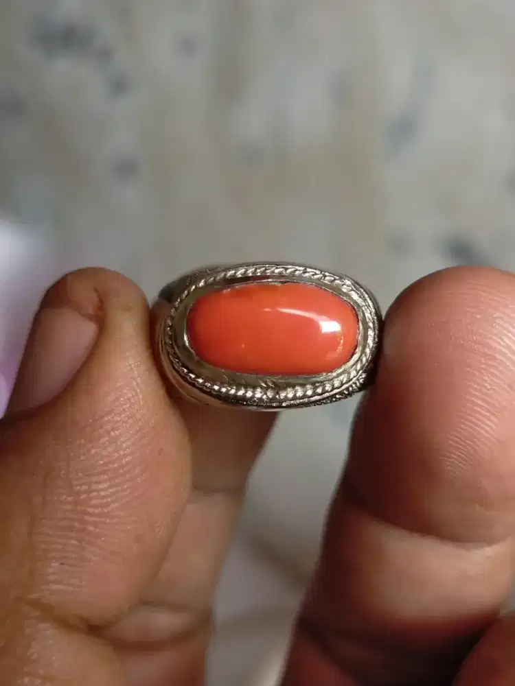 Cincin batu natural coral / Marjan mediteranian
