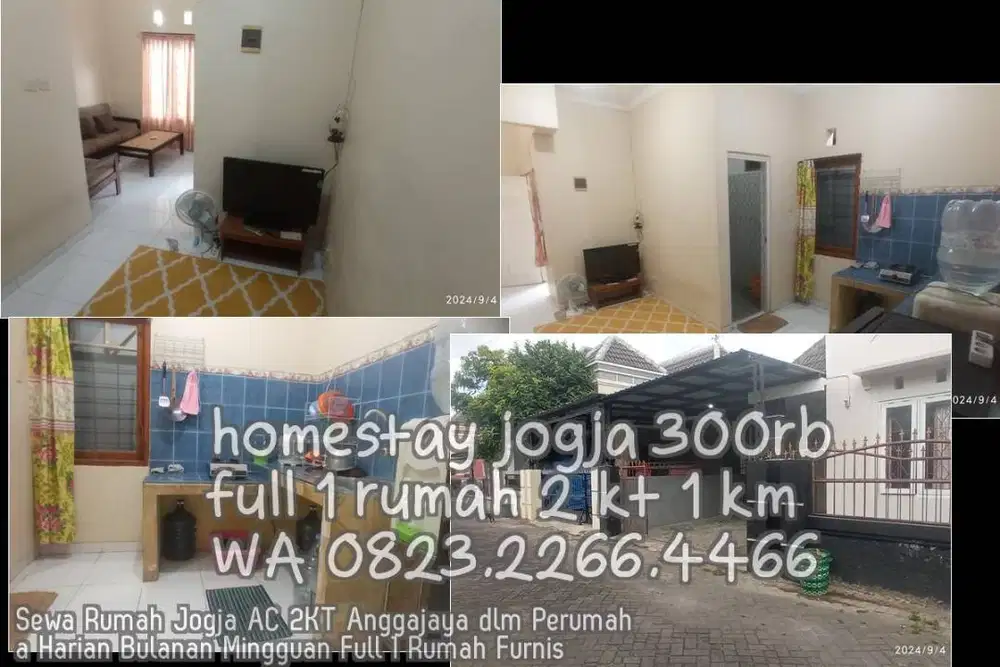 Sewa Rumah Jogja AC 2KT Anggajaya dlm Perumaha Harian Bulanan Mingguan