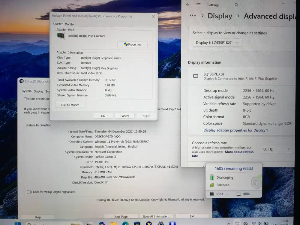 MICROSOFT SURFACE LAPTOP 3 RAM 8GB DAN SSD 256GB