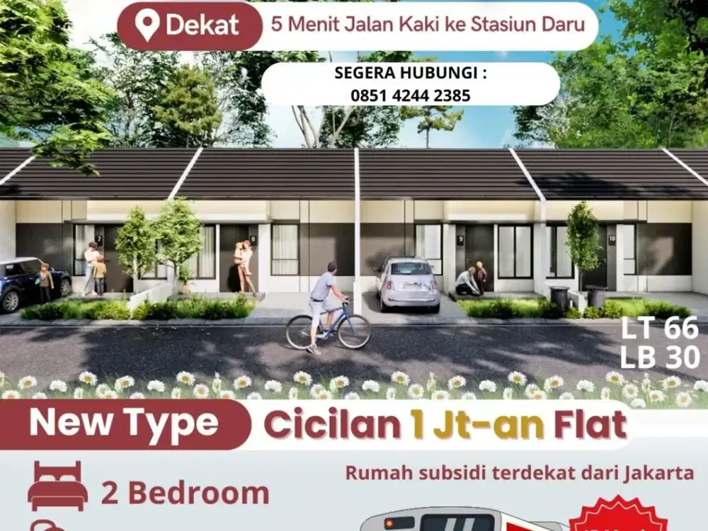 Perumahan Murah Exclusive Daru Village Hanya 1 menit ke Stasiun Daru cicilan Hanya 1 JTan flatt sampe lunas Dan Dekat tol legok