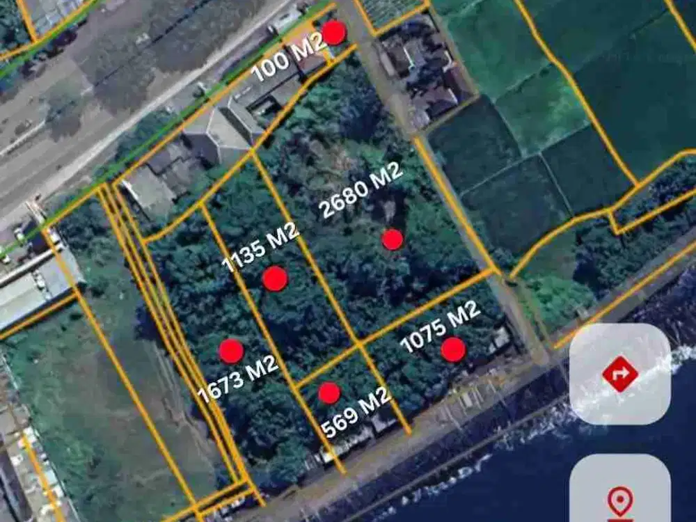 BUC Lahan los Pantai saba SHM 6 Plot zona Pariwisata cocok untuk Komplek villa restaurant atau resort