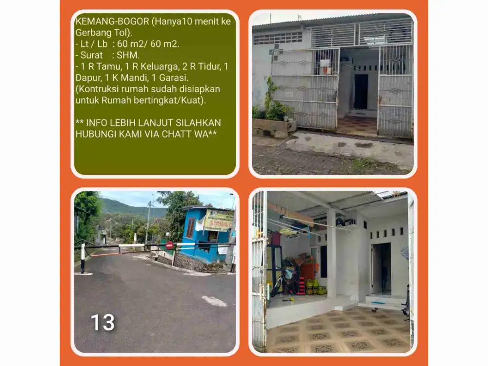 Rumah Komplek Dekat Gerbang Tol – Lokasi Super Strategis! (Lokasi: Kemang-Bogor).