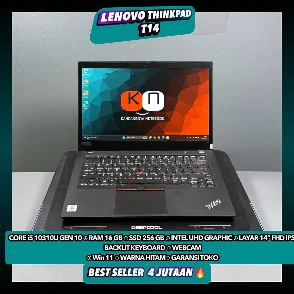 Laptop Lenovo Thinkpad T14 i5 10310U Gen10 Ram 16/256GB Layar Fhd