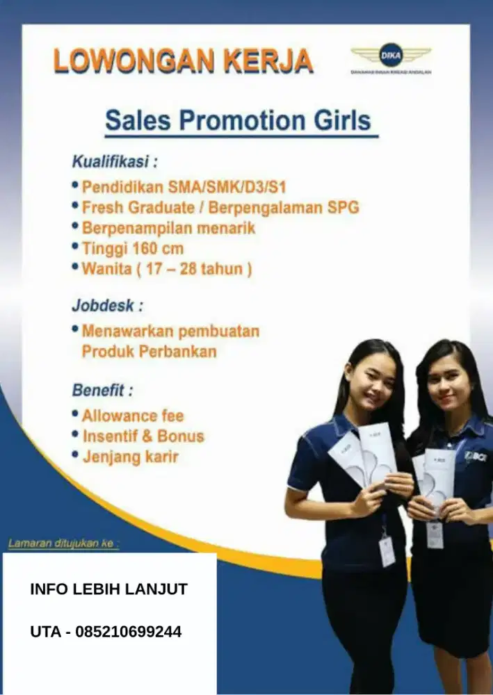 LOWONGAN KERJA SPG SPB DAN SPV KARTU KREDIT