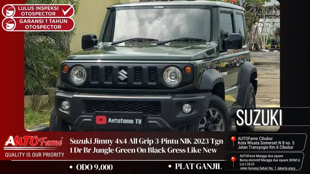 Suzuki Jimny 4x4 All Grip 3-Pintu NIK 2023 Tgn 1 Dr Br Jungle Green On