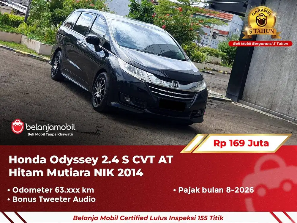 [ GARANSI 5TH ] Honda Odyssey 2.4 S CVT AT Hitam Mutiara 2014/2015