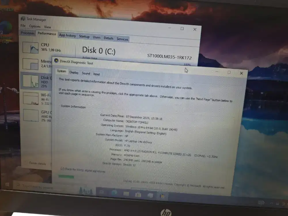 Laptop HP 14s A4-9125