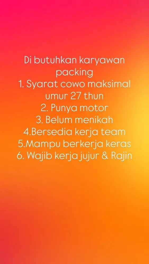 Dicari Kryawan Packing