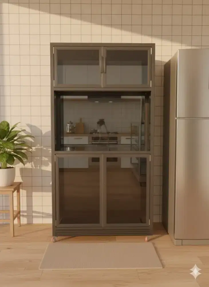 Rak piring aluminium kaca anti rayap dan mudah dibersihkan