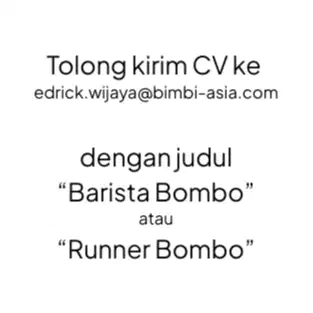 BARISTA ATAU RUNNER Dicari Untuk Kafe daerah SCBD