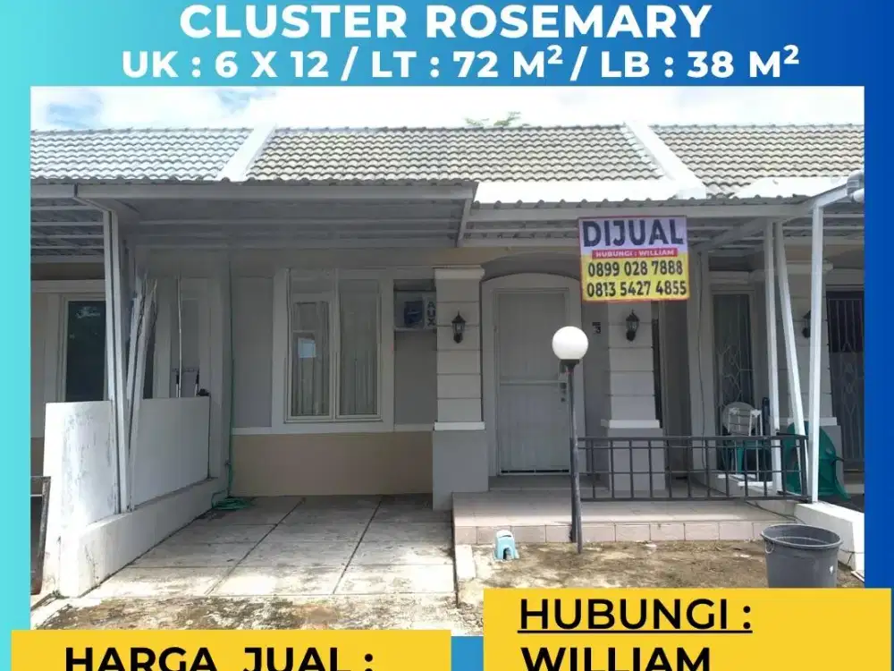JUAL CEPAT RUMAH CLUSTER ROSEMARY GREENRIVER VIEW TANJUNG BUNGA MAKASSAR