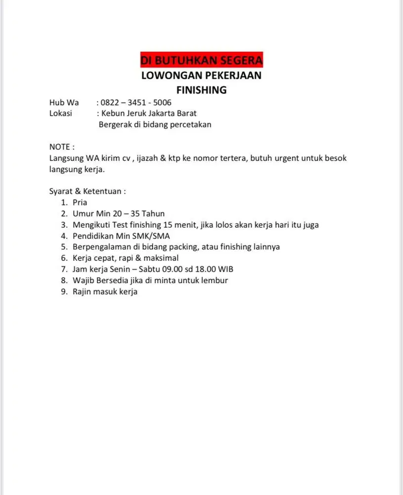 FINISHING di bidang percetakan