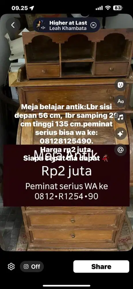 Meja belajar antik, unik dan kokoh
