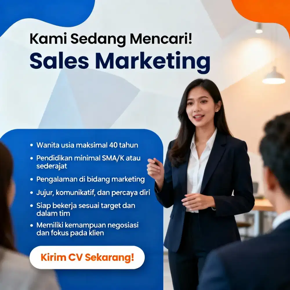 DICARI SELES MARKETING UNTUK DI LUAR NEGRI GAJI 8-10JT,BONUS,THR, CUTI
