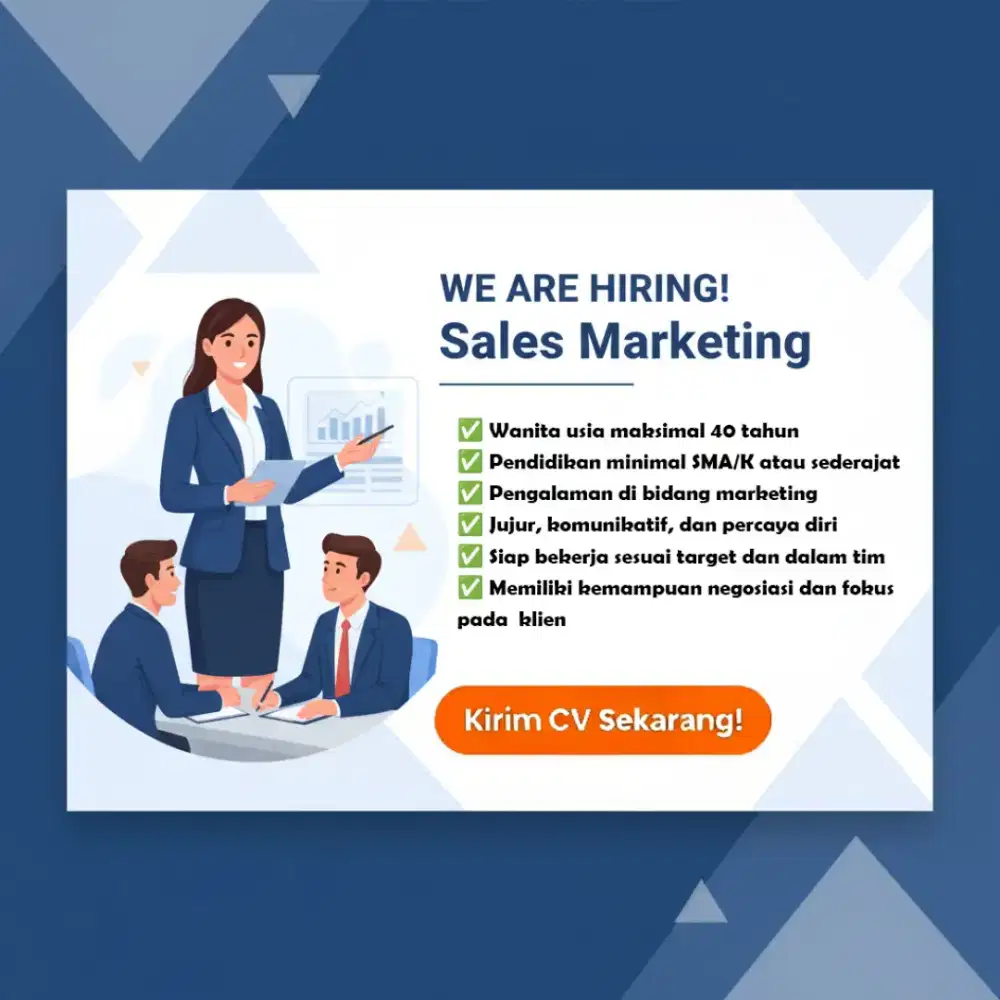 DICARI SELES MARKETING UNTUK DI LUAR NEGRI GAJI 8-10JT,BONUS,CUTI,THR