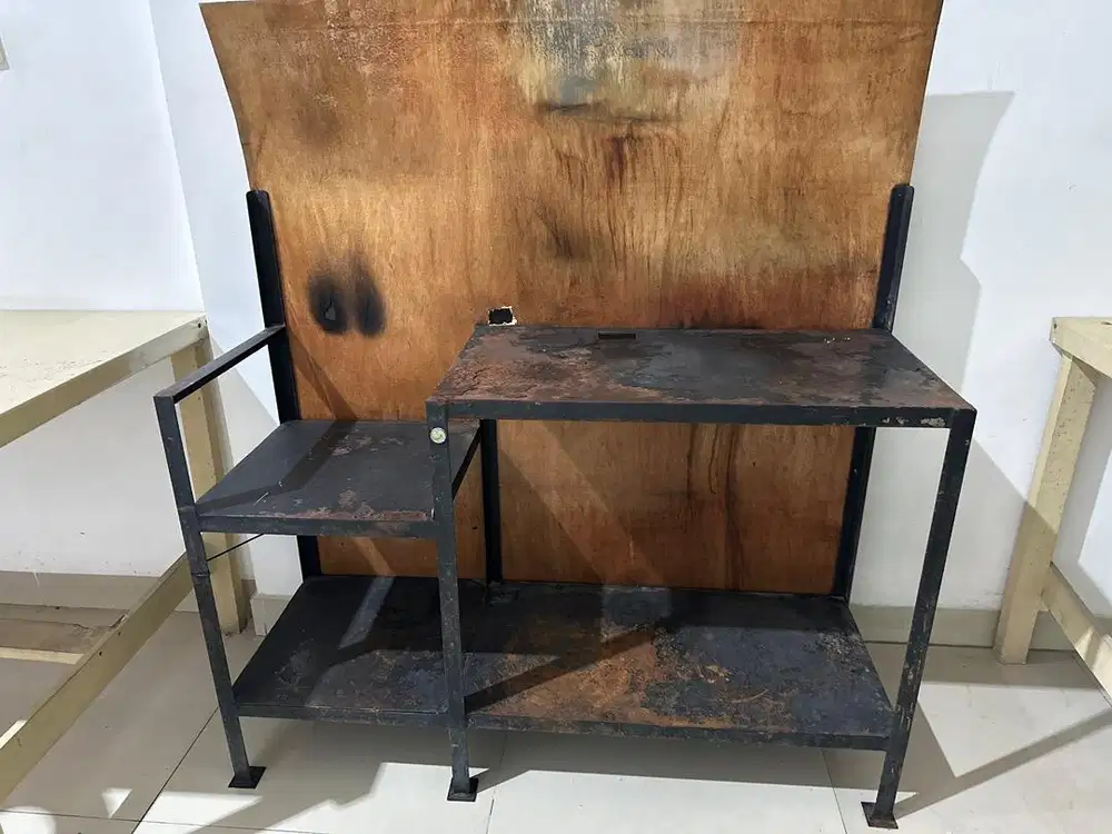 Meja kompor full besi siku hitam 120cm x 40cm tinggi 80cm