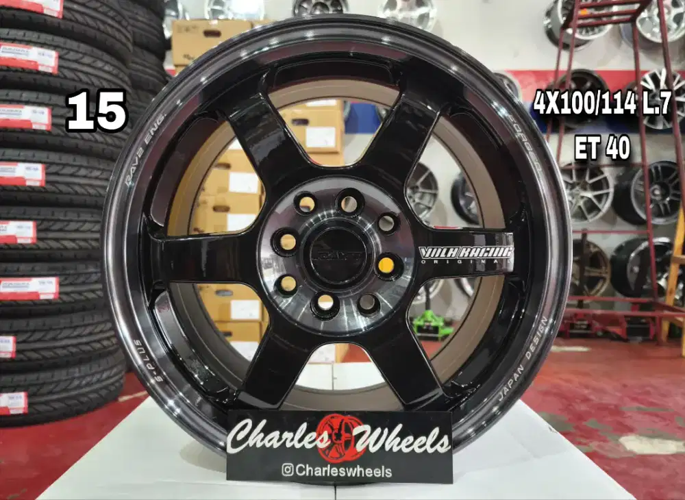 VELG TE37 R15 BLACKCOATING R15 MURAH