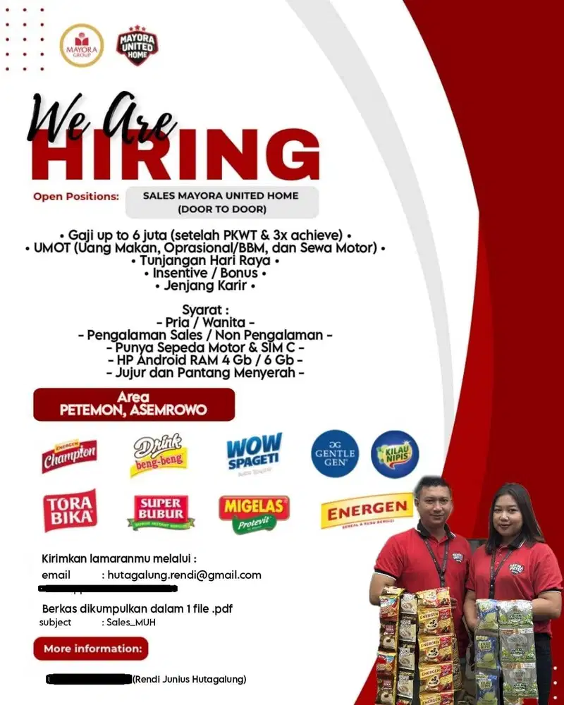 LOWONGAN KERJA DIRECT SELLING MAYORA UNITED HOME SURABAYA