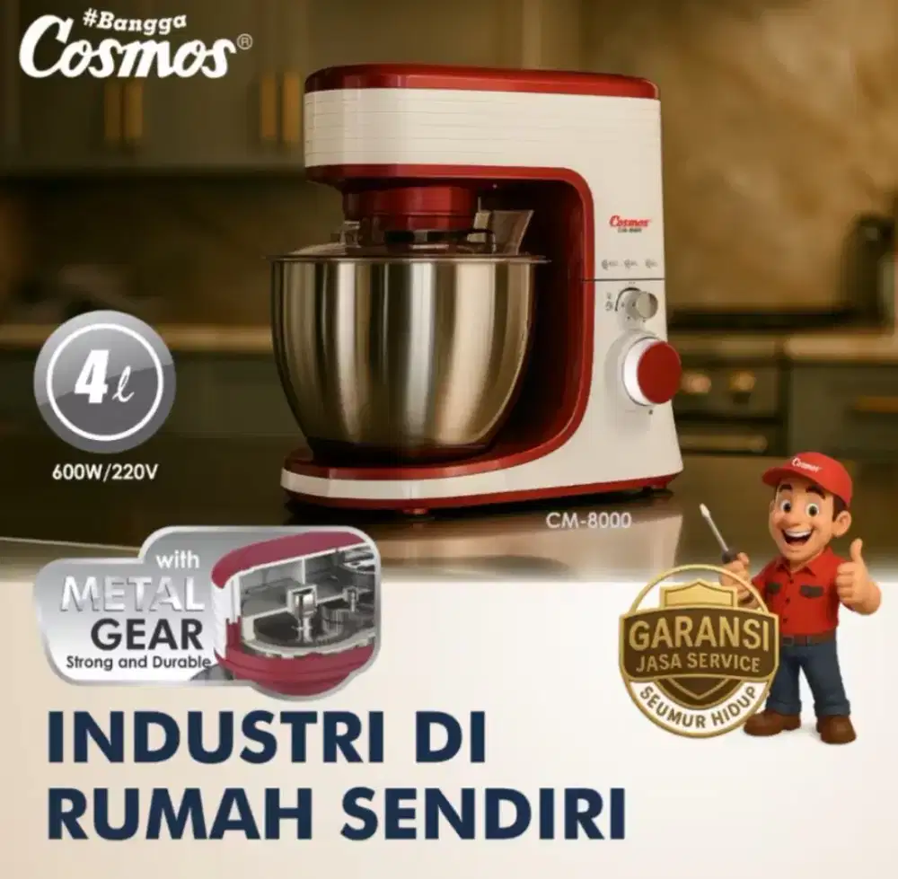COSMOS STAND MIXER CM-8000 DENGAN METAL GEAR