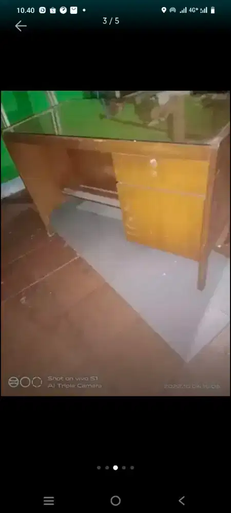 DIJUAL MEJA USAHA/BELAJAR PLUS KACA, JUGA LACI BAHAN KAYU TINGGAL PAKE