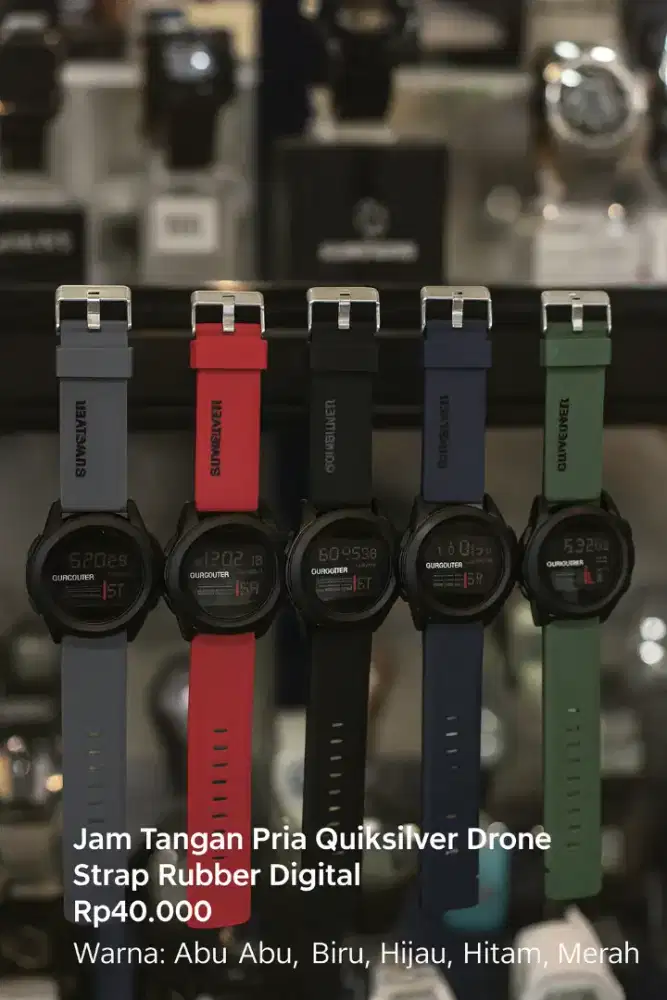 Jam Tangan Pria QuikSilver Drone Bulat Strap Rubber Digital