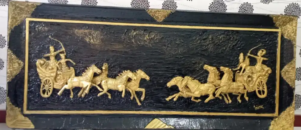 Lukisan kaligrafi 3 dimensi antik kuno seni pahat