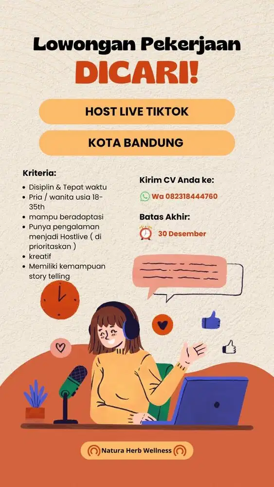 OPEN LOKER HOSTLIVE TIKTOK | LOWONGAN PEKERJAAN LIVE TIKTOK
