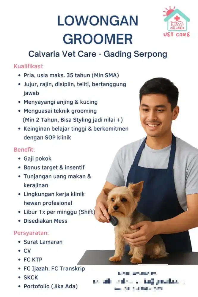 Lowongan Groomer profesional