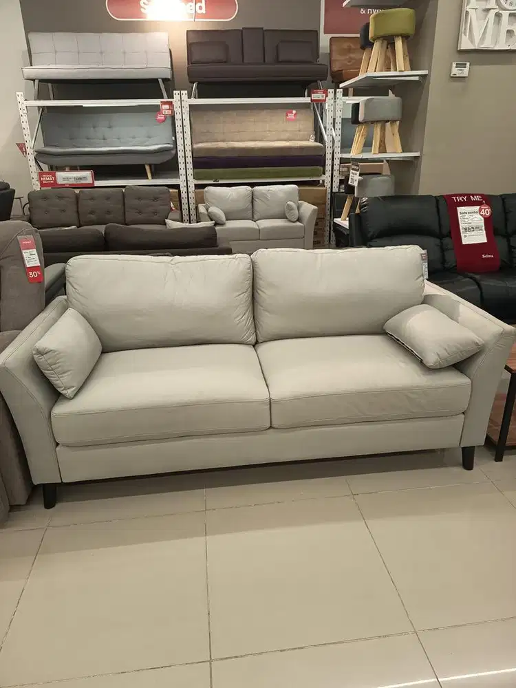 Selma Livy Sofa Fabric 3 Seater - Abu-abu Muda