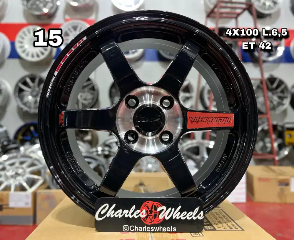 VELG TE37 HITAM POLISH R15 MURAH