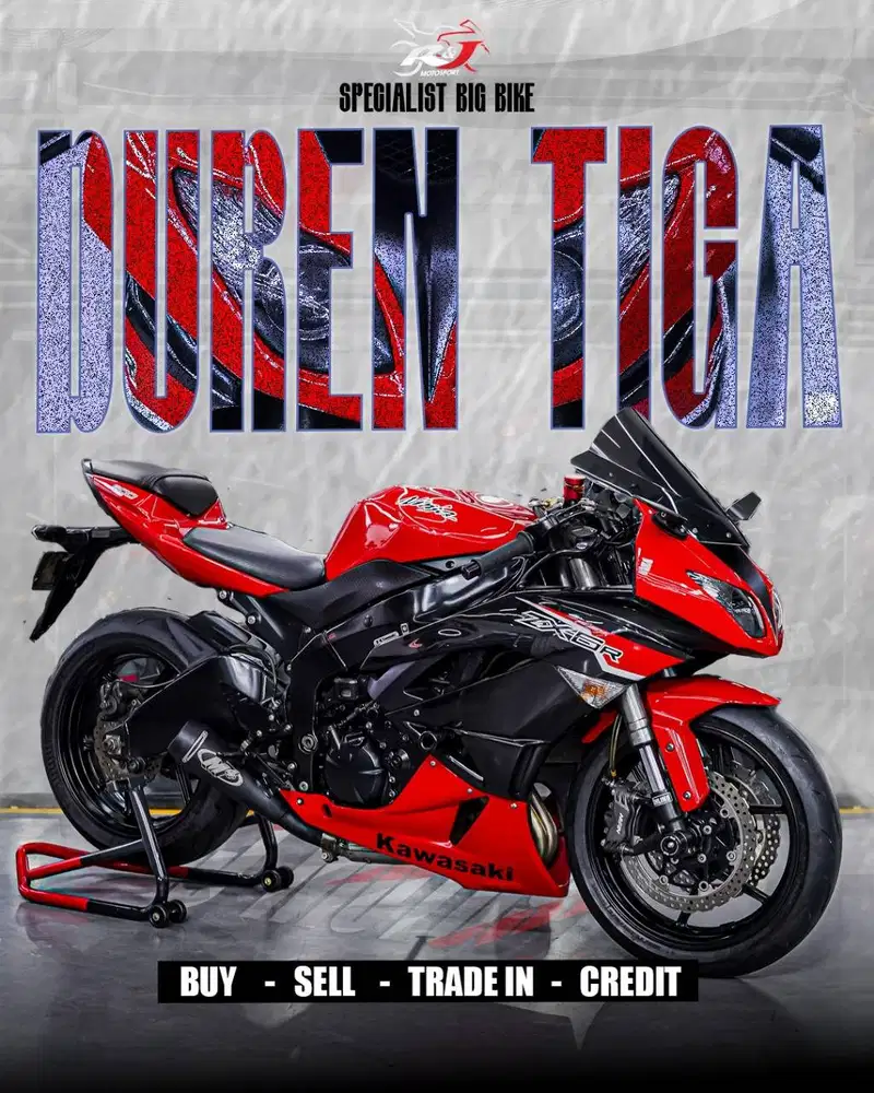 Kawasaki ZX6R ZX636 ZX636R Merah 2011 Exhaust M4 Full Paper