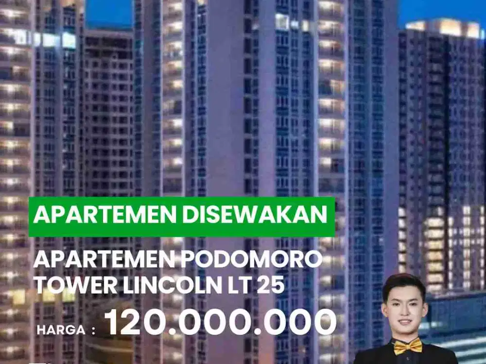 DISEWAKAN APARTEMEN TYPE STUDIO DI PODOMORO TOWER LINCOLN