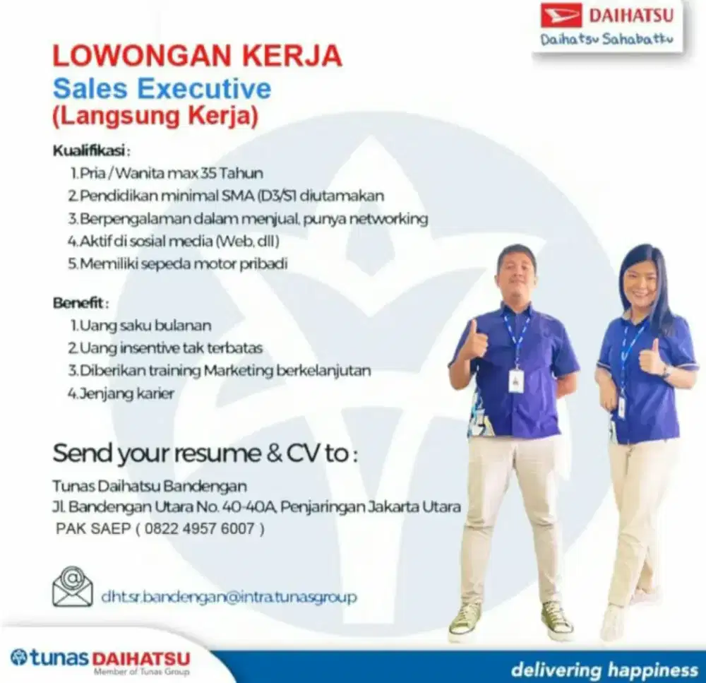 Lowongan Sales Mobil Daihatsu Langsung Kerja