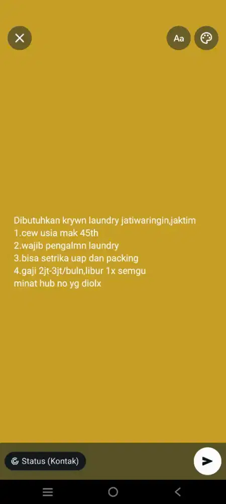 Dicari karywn laundry