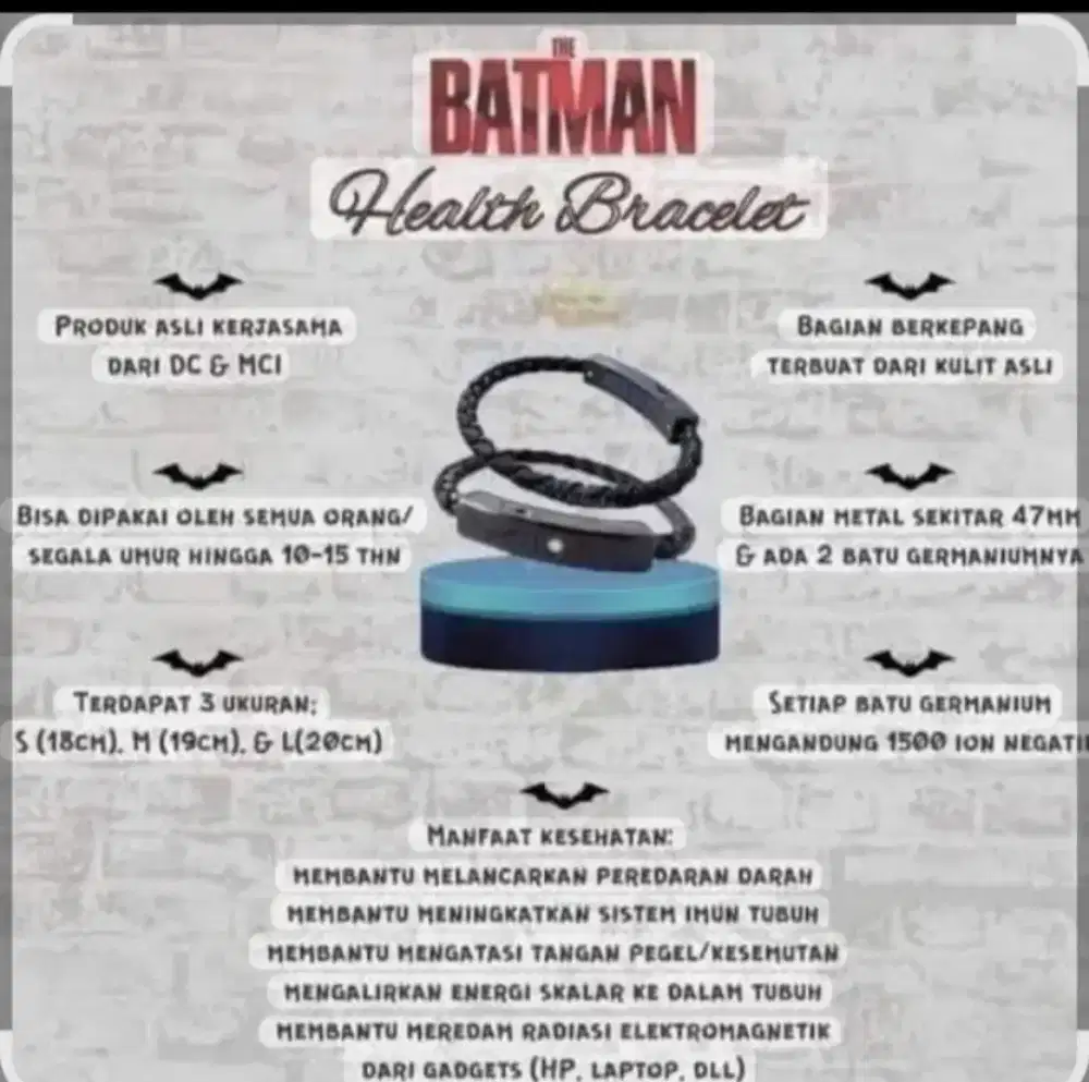 gelang kesehatan the batman mci original
