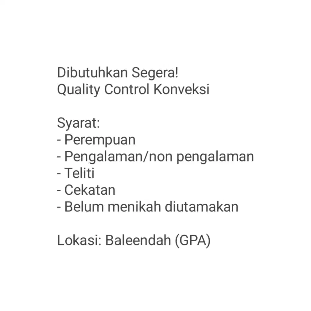 Quality Control Konveksi