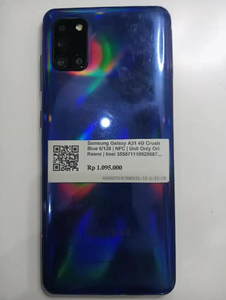 Samsung Galaxy A31 4G Crush Blue 6/128 | NFC | Unit Only Ori Resmi