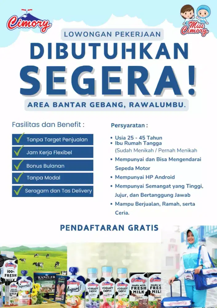 Lowongan pekerjaan sales cimory ( miss cimory )