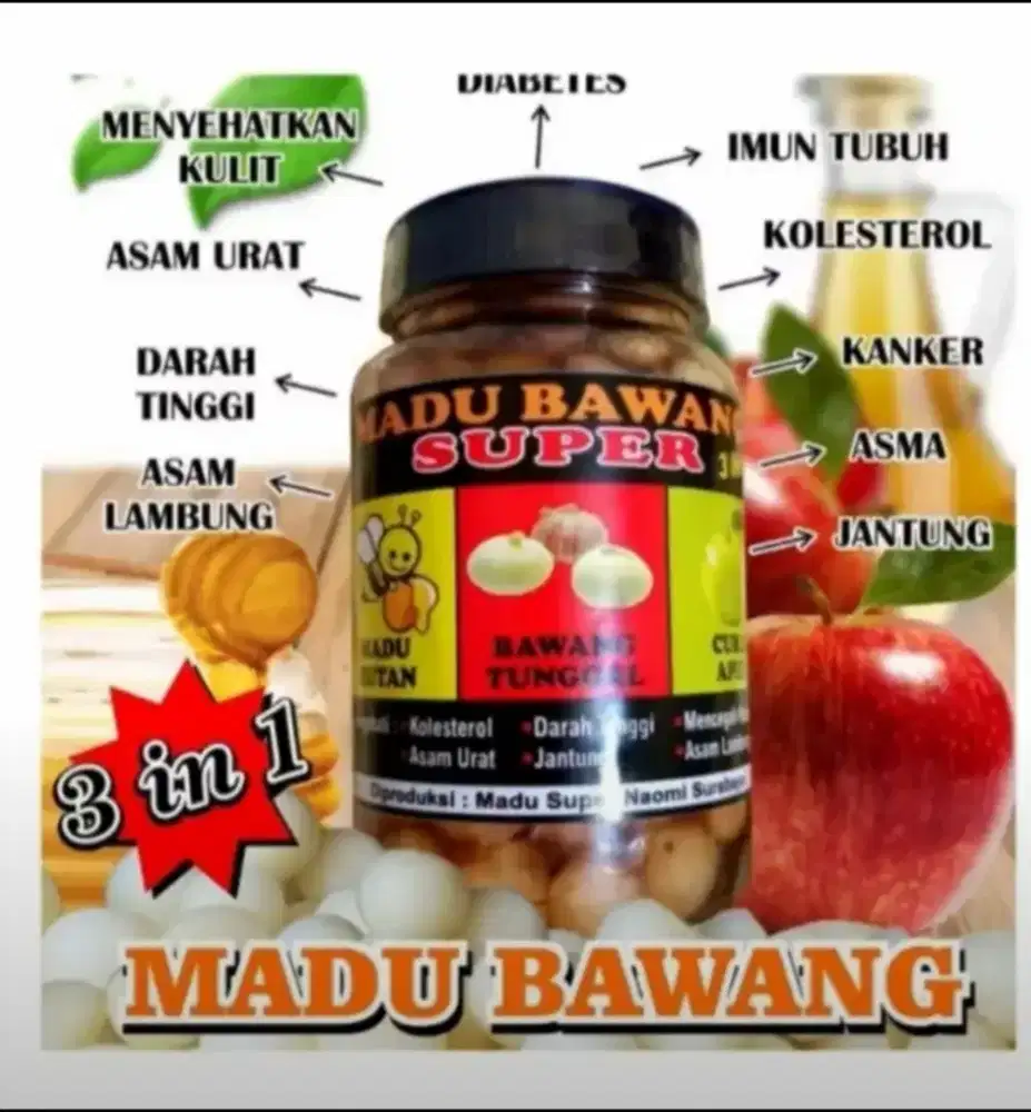 Madu Bawang Tunggal Cuka Apel untuk segala Penyakit