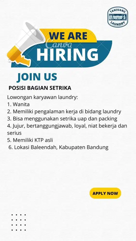 LOWONGAN KERJA LAUNDRY